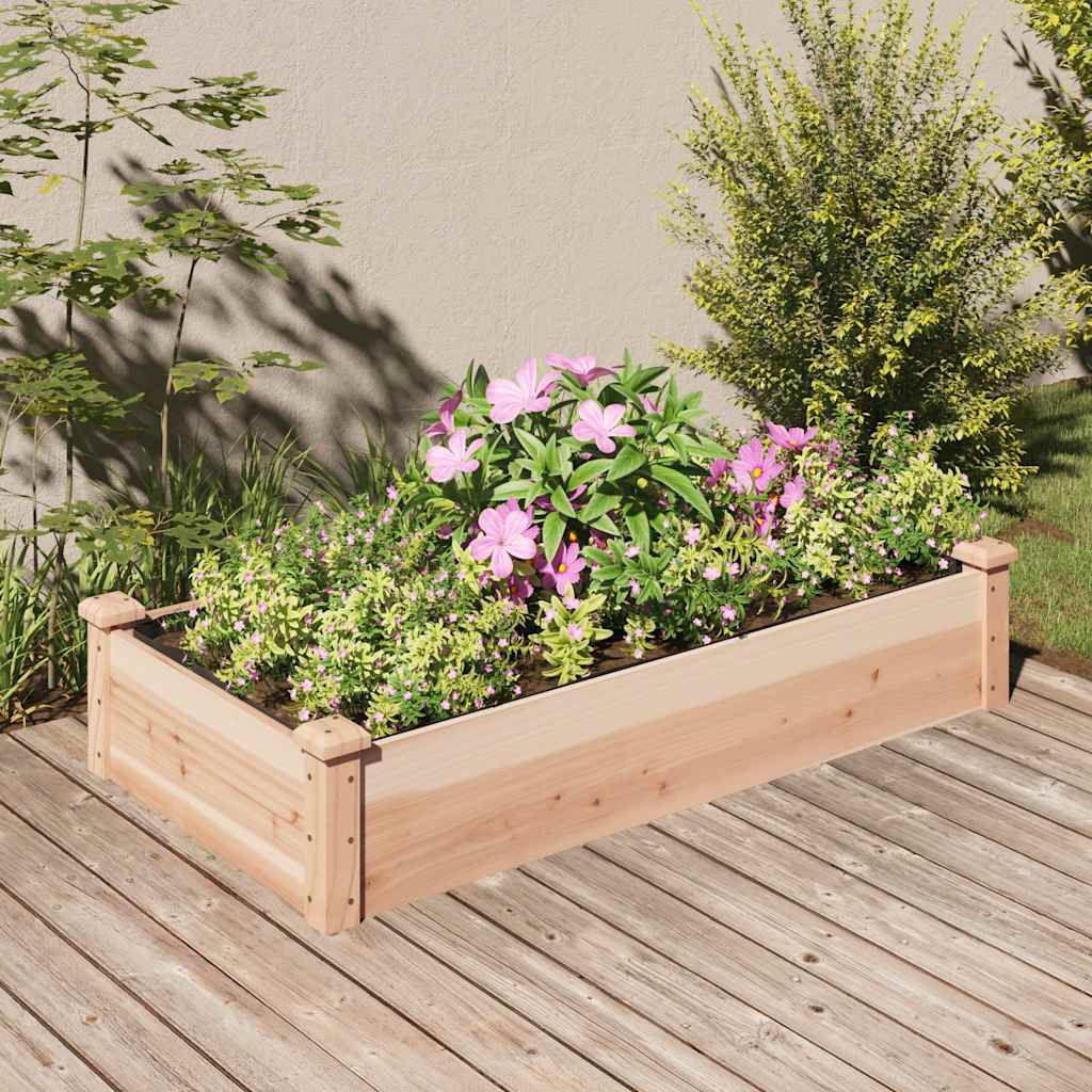 vidaXL Garden Raised Bed with Liner 120x60x25 cm Solid Wood Fir - Brown