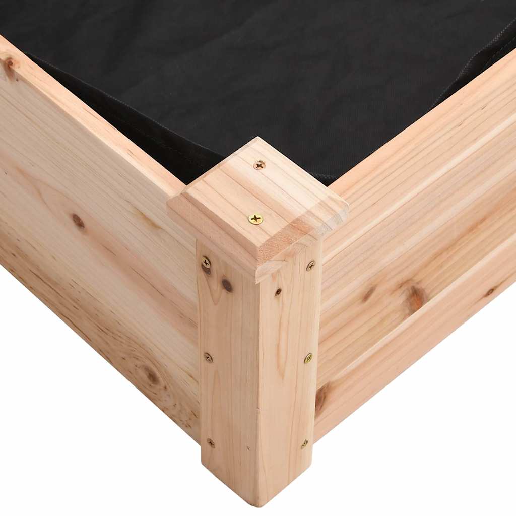 vidaXL Garden Raised Bed with Liner 120x120x25 cm Solid Wood Fir - Brown