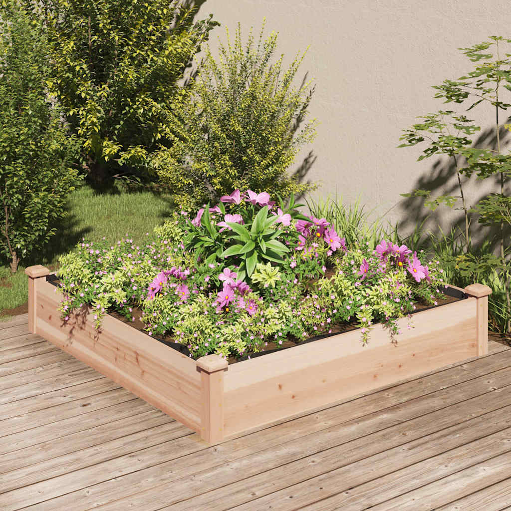 vidaXL Garden Raised Bed with Liner 120x120x25 cm Solid Wood Fir - Brown