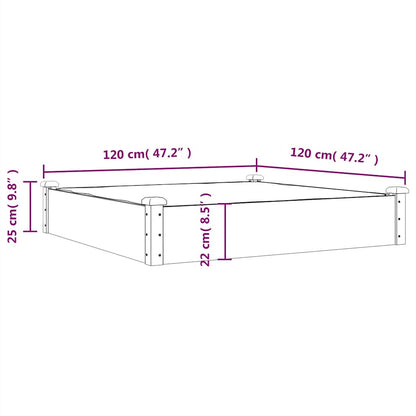 vidaXL Garden Raised Bed with Liner Grey 120x120x25 cm Solid Wood Fir