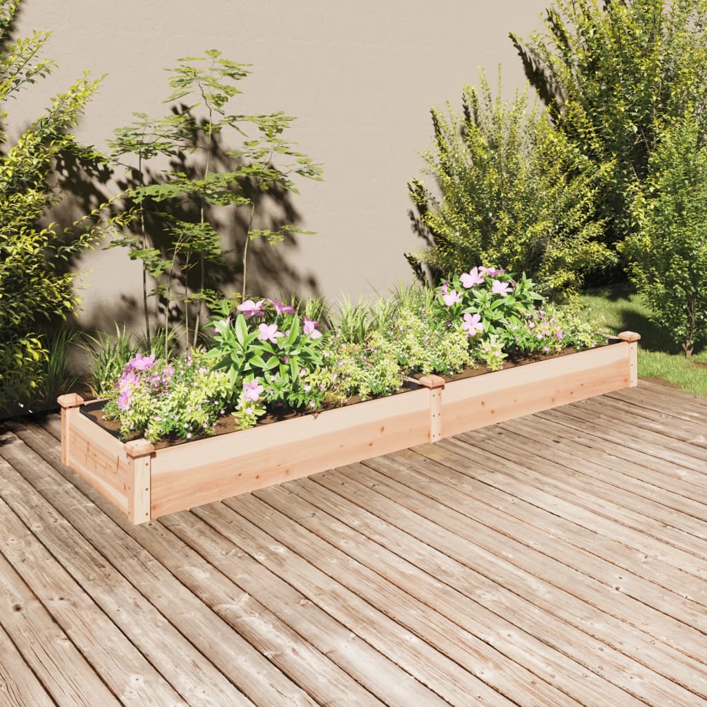 vidaXL Garden Raised Bed with Liner 240x60x25 cm Solid Wood Fir - Brown