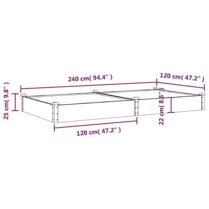 vidaXL Garden Raised Bed with Liner 240x120x25 cm Solid Wood Fir - Brown