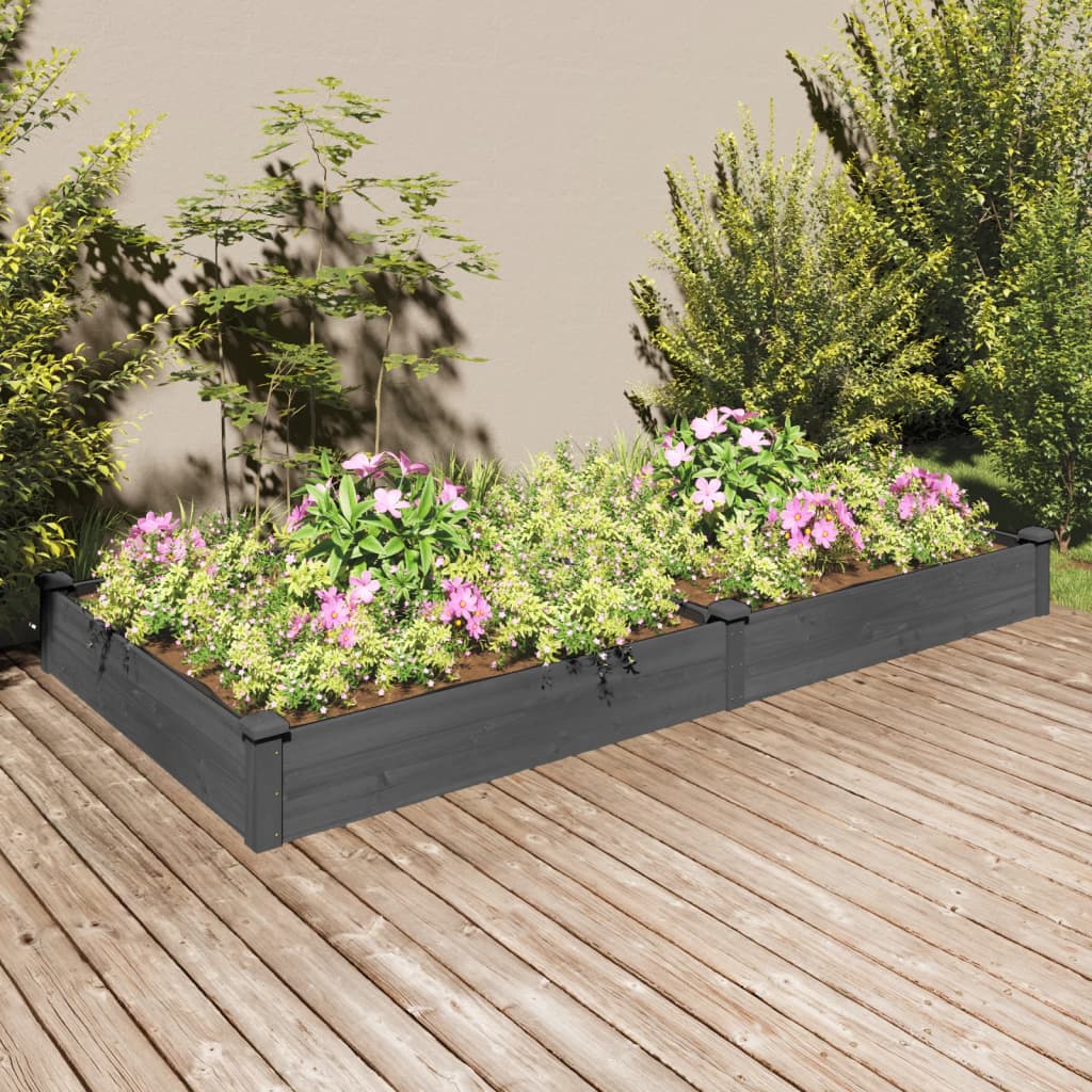 vidaXL Garden Raised Bed with Liner Grey 240x120x25 cm Solid Wood Fir