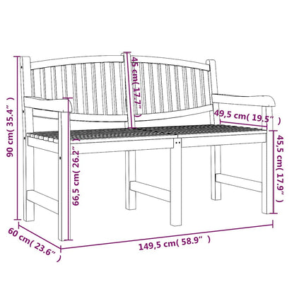 vidaXL Garden Bench 149.5x60x90 cm Solid Teak Wood - Brown