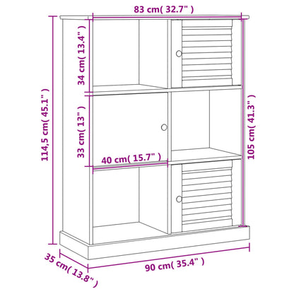 vidaXL Bookcase VIGO 90x35x114.5 cm Solid Wood Pine - Brown