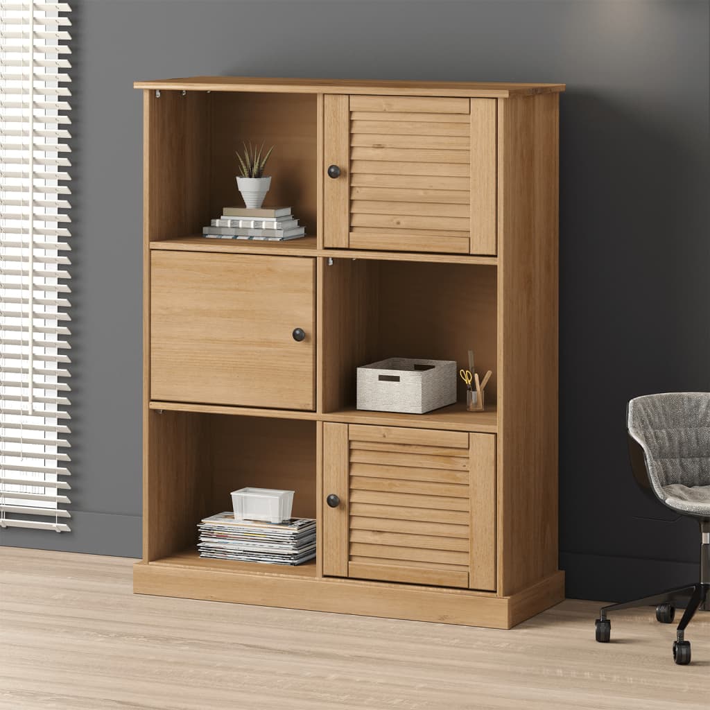 vidaXL Bookcase VIGO 90x35x114.5 cm Solid Wood Pine - Brown