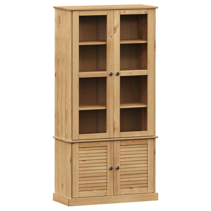 vidaXL Glass Display Cabinet VIGO 85x35x170 cm Solid Wood Pine - Brown