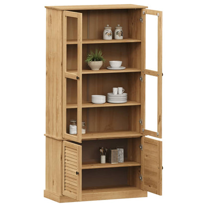 vidaXL Glass Display Cabinet VIGO 85x35x170 cm Solid Wood Pine - Brown