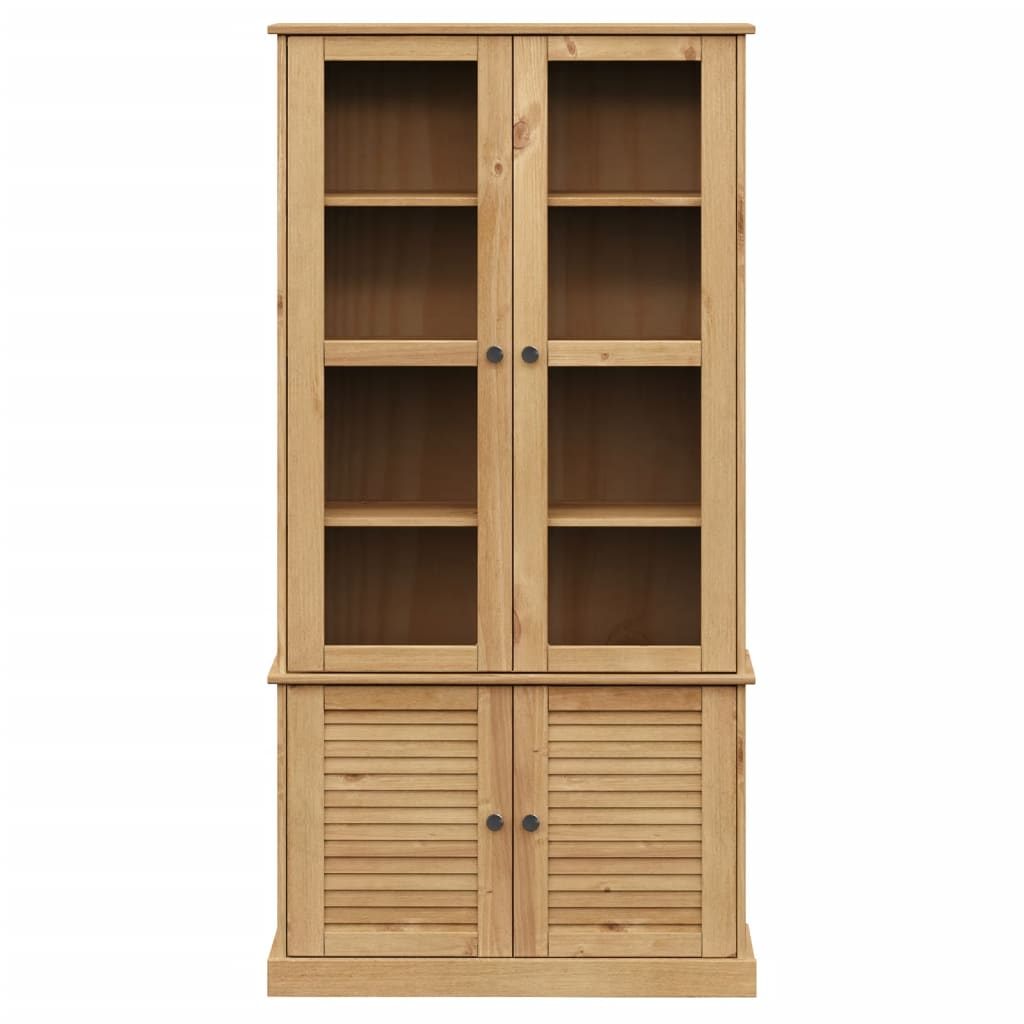 vidaXL Glass Display Cabinet VIGO 85x35x170 cm Solid Wood Pine - Brown