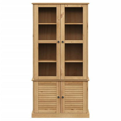vidaXL Glass Display Cabinet VIGO 85x35x170 cm Solid Wood Pine - Brown