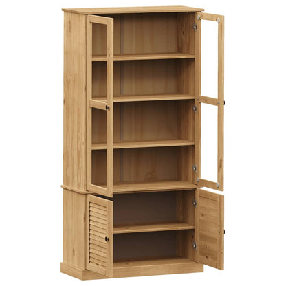 vidaXL Glass Display Cabinet VIGO 85x35x170 cm Solid Wood Pine - Brown