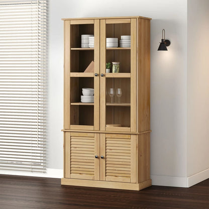 vidaXL Glass Display Cabinet VIGO 85x35x170 cm Solid Wood Pine - Brown