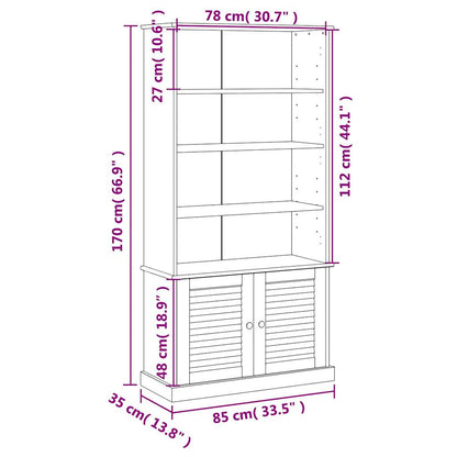 vidaXL Bookcase VIGO 85x35x170 cm Solid Wood Pine - Brown