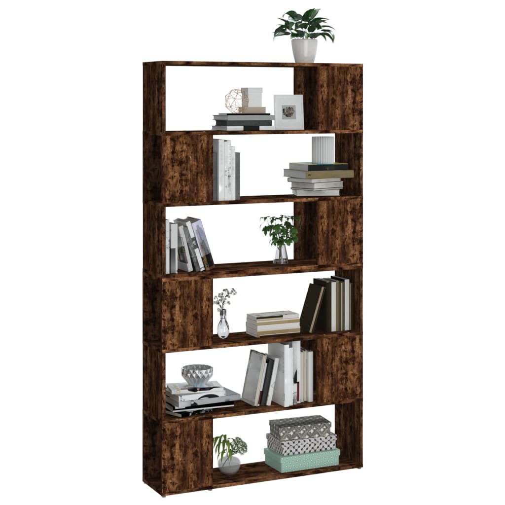 vidaXL Book Cabinet/Room Divider Smoked Oak 100x24x188 cm - Brown