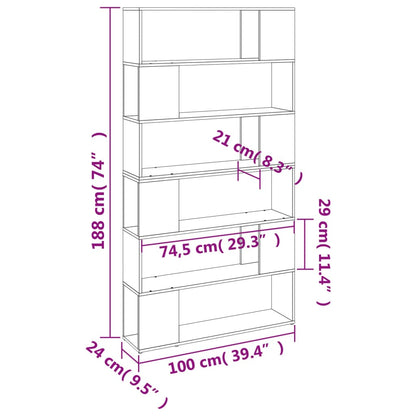 vidaXL Book Cabinet/Room Divider Smoked Oak 100x24x188 cm - Brown