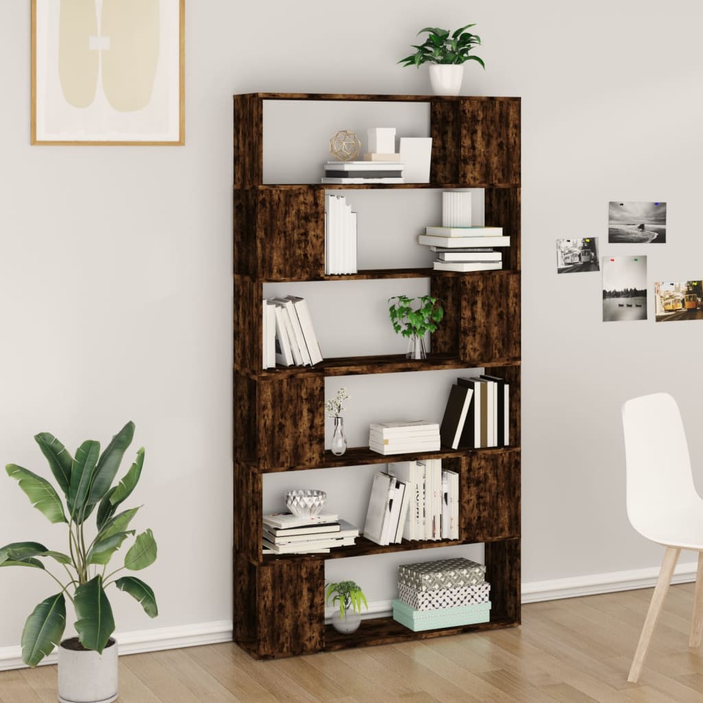 vidaXL Book Cabinet/Room Divider Smoked Oak 100x24x188 cm - Brown