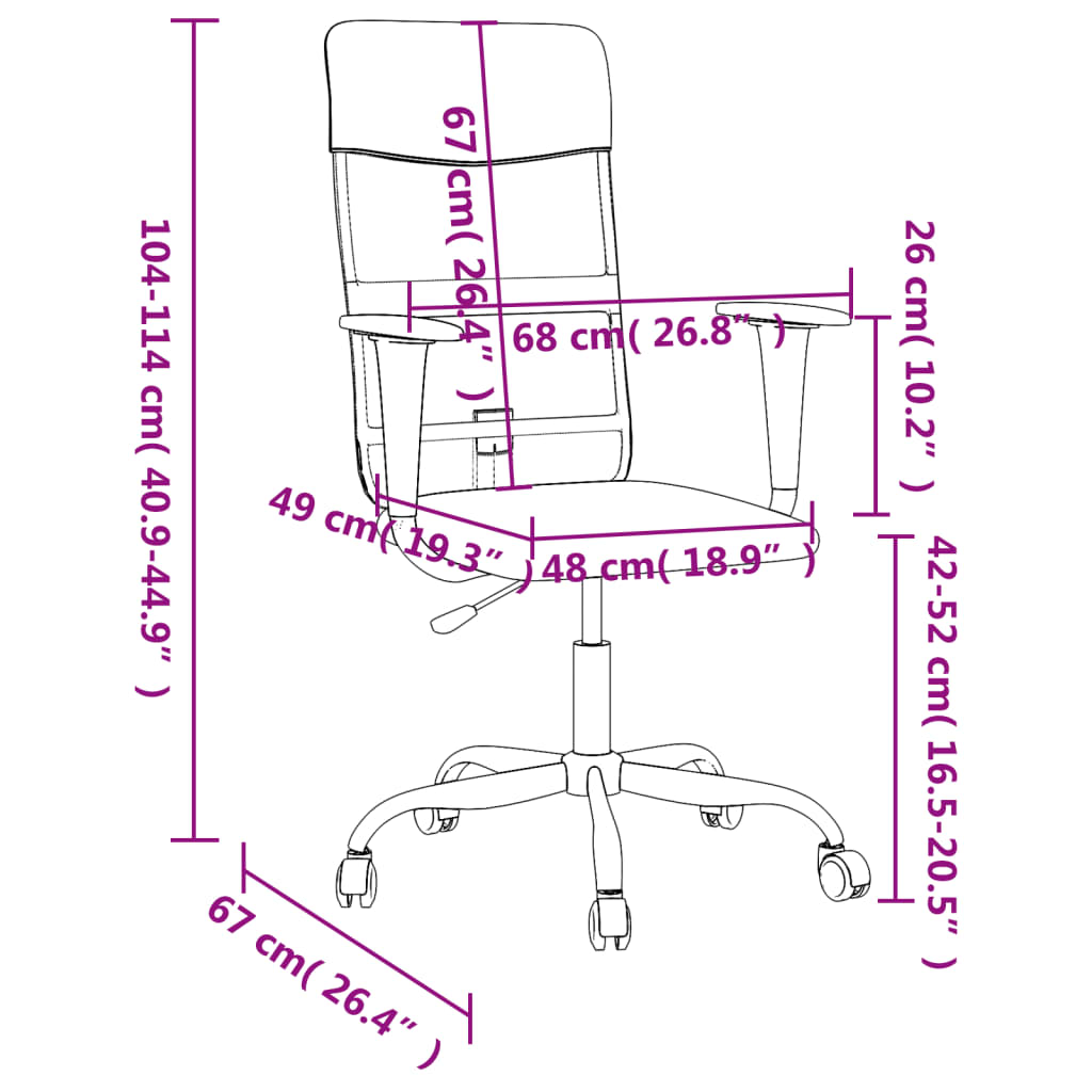 vidaXL Office Chair Height Adjustable Dark Grey Fabric