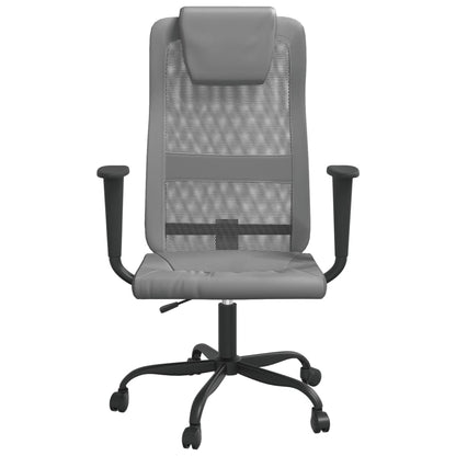 vidaXL Office Chair Height Adjustable Grey Mesh Fabric and Faux Leather
