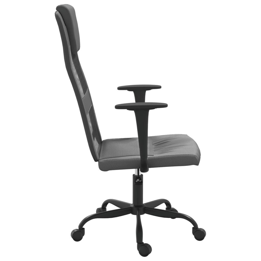 vidaXL Office Chair Height Adjustable Grey Mesh Fabric and Faux Leather