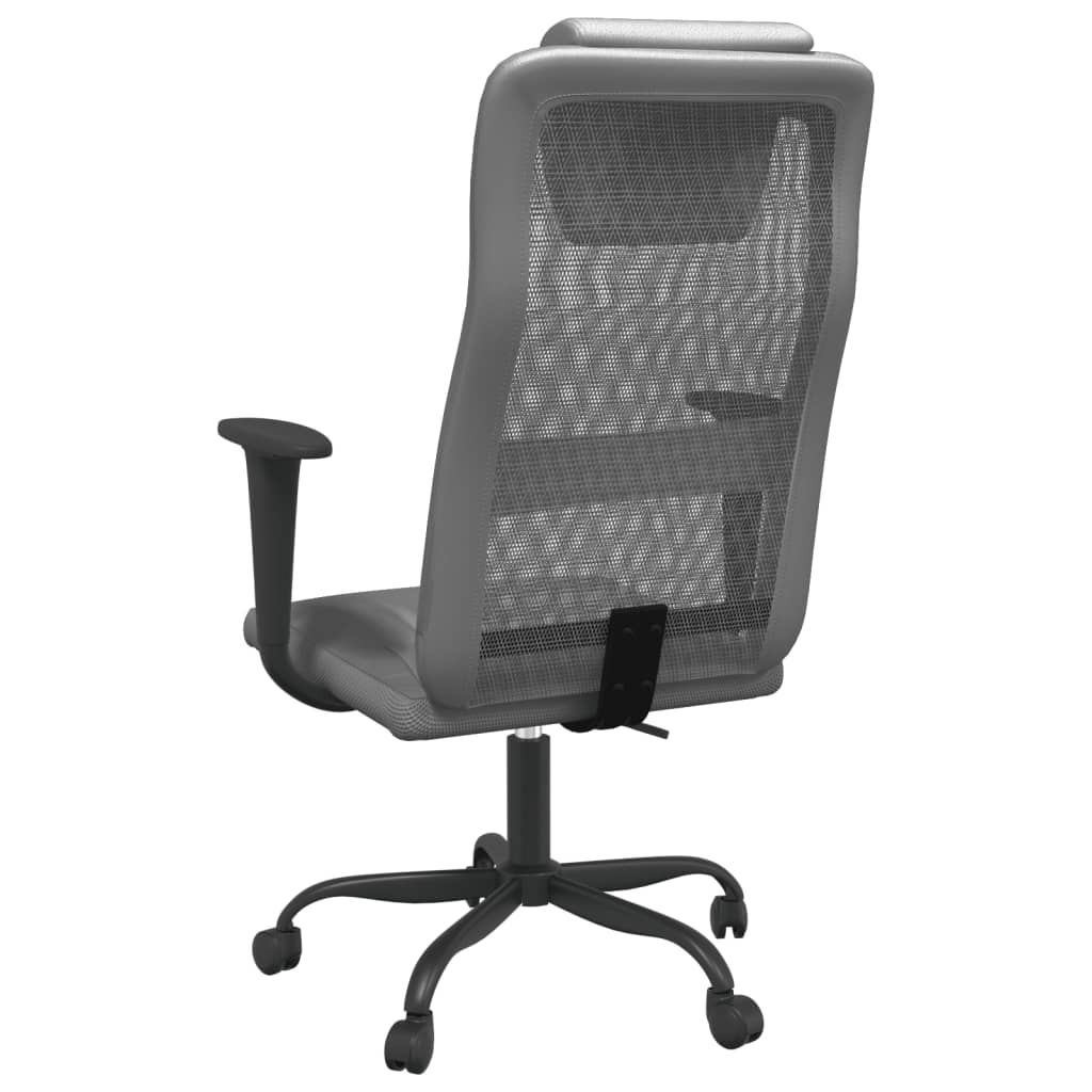 vidaXL Office Chair Height Adjustable Grey Mesh Fabric and Faux Leather