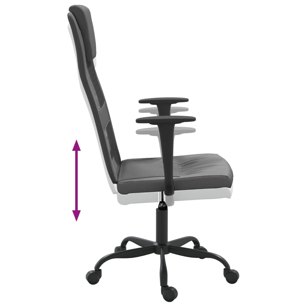 vidaXL Office Chair Height Adjustable Grey Mesh Fabric and Faux Leather