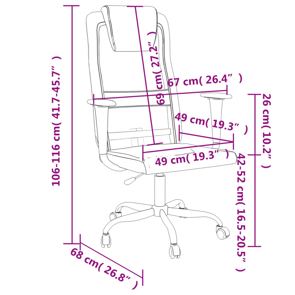 vidaXL Office Chair Height Adjustable Grey Mesh Fabric and Faux Leather