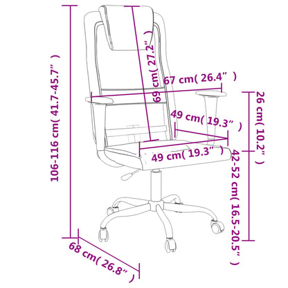 vidaXL Office Chair Height Adjustable Grey Mesh Fabric and Faux Leather