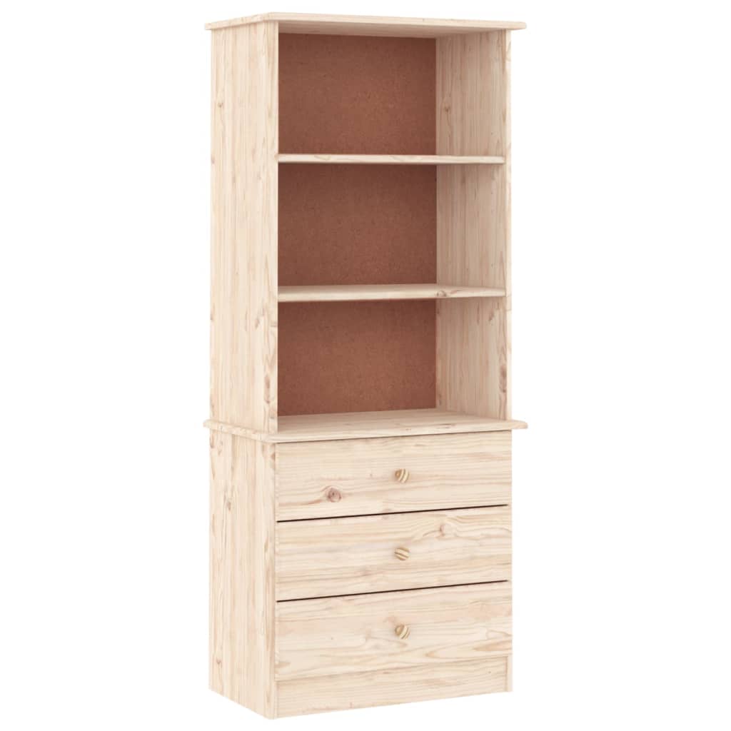 vidaXL Bookcase with Drawers ALTA 60x35x142 cm Solid Wood Pine - Brown