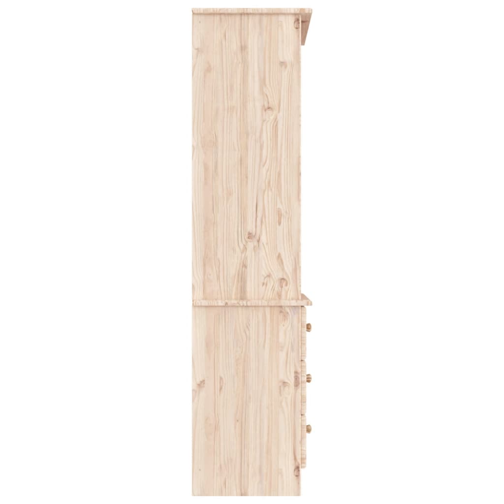 vidaXL Bookcase with Drawers ALTA 60x35x142 cm Solid Wood Pine - Brown