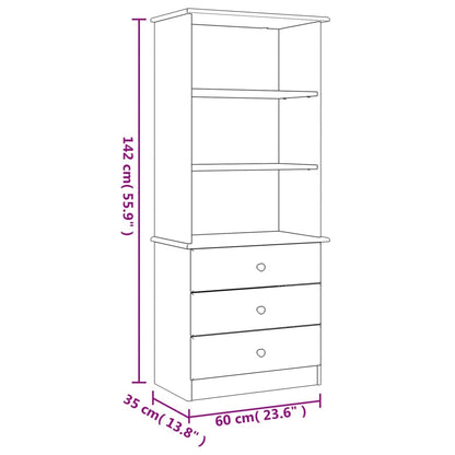 vidaXL Bookcase with Drawers ALTA 60x35x142 cm Solid Wood Pine - Brown
