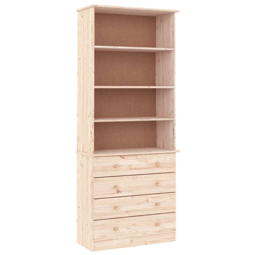 vidaXL Bookcase with Drawers ALTA 77x35x186.5 cm Solid Wood Pine - Brown