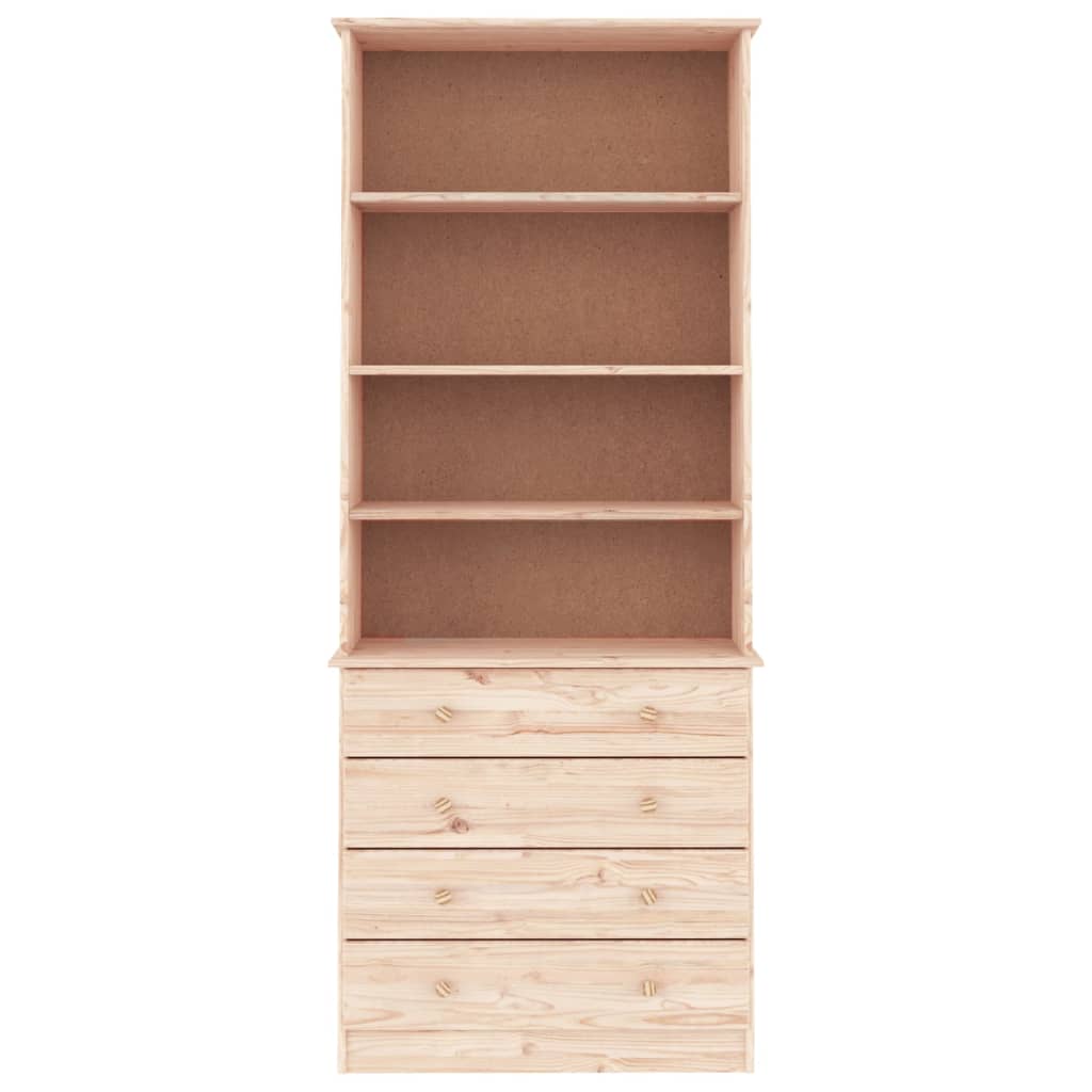 vidaXL Bookcase with Drawers ALTA 77x35x186.5 cm Solid Wood Pine - Brown