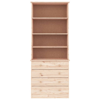 vidaXL Bookcase with Drawers ALTA 77x35x186.5 cm Solid Wood Pine - Brown