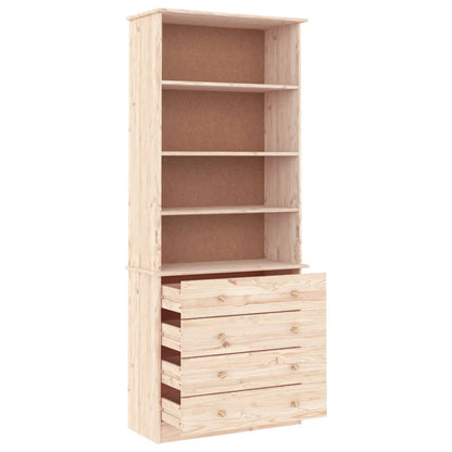 vidaXL Bookcase with Drawers ALTA 77x35x186.5 cm Solid Wood Pine - Brown