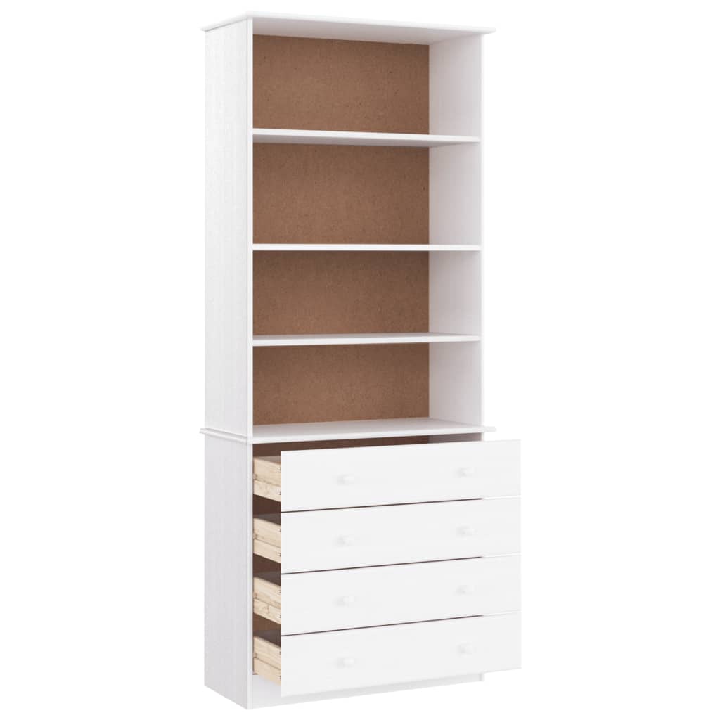 vidaXL Bookcase with Drawers ALTA White 77x35x186.5 cm Solid Wood Pine