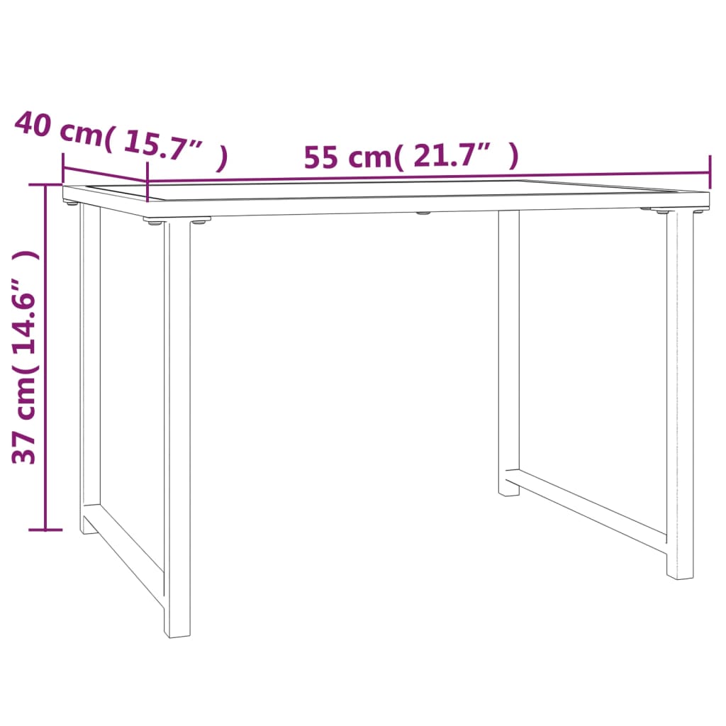 vidaXL Garden Table Anthracite 55x40x37 cm Steel