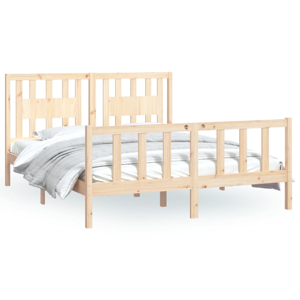 vidaXL Bed Frame without Mattress Solid Wood Pine 160x200 cm - Brown - 205.5 x 165.5 x 69.5 cm
