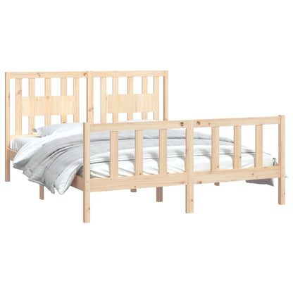 vidaXL Bed Frame without Mattress Solid Wood Pine 160x200 cm - Brown - 205.5 x 165.5 x 69.5 cm