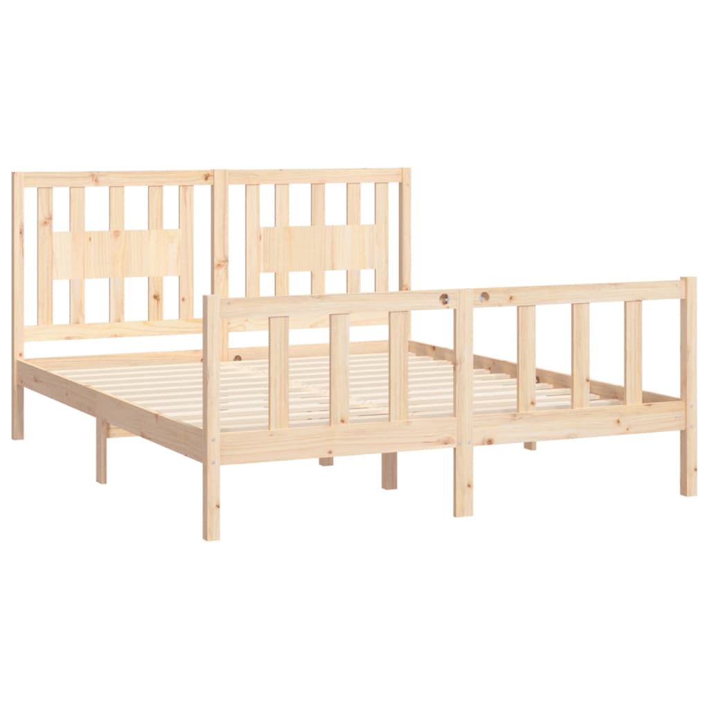 vidaXL Bed Frame without Mattress Solid Wood Pine 160x200 cm - Brown - 205.5 x 165.5 x 69.5 cm