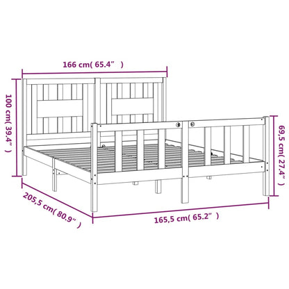 vidaXL Bed Frame without Mattress Solid Wood Pine 160x200 cm - Brown - 205.5 x 165.5 x 69.5 cm