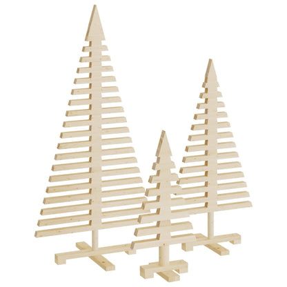 vidaXL Wooden Christmas Trees for Decoration 3 pcs Solid Wood Pine - Brown - 60/90/120 cm