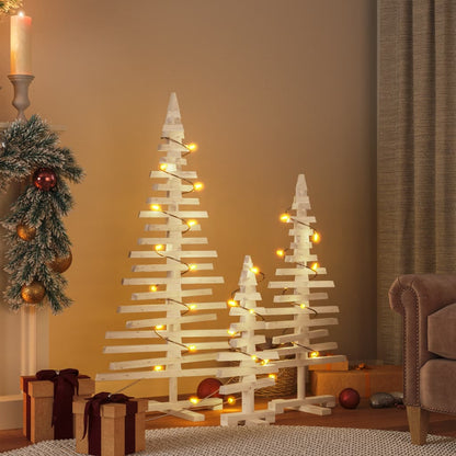 vidaXL Wooden Christmas Trees for Decoration 3 pcs Solid Wood Pine - Brown - 60/90/120 cm