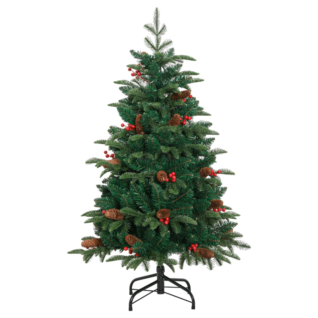 vidaXL Artificial Hinged Christmas Tree with Cones and Berries 150 cm - Green - 55346
