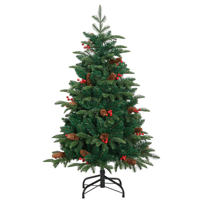 vidaXL Artificial Hinged Christmas Tree with Cones and Berries 150 cm - Green - 55346