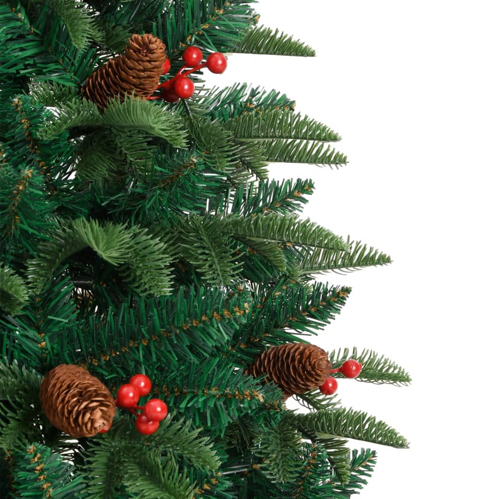 vidaXL Artificial Hinged Christmas Tree with Cones and Berries 150 cm - Green - 55346