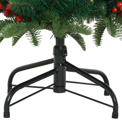 vidaXL Artificial Hinged Christmas Tree with Cones and Berries 150 cm - Green - 55346