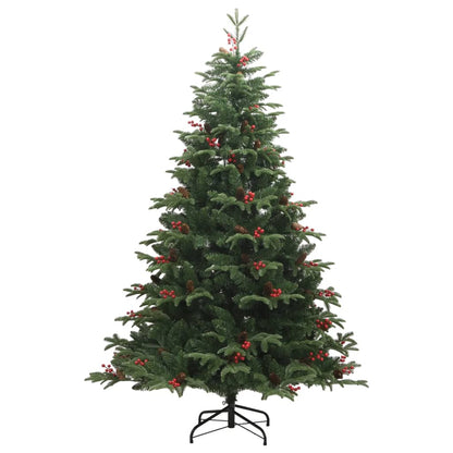 vidaXL Artificial Hinged Christmas Tree with Cones and Berries 180 cm - Green