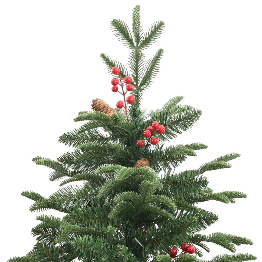 vidaXL Artificial Hinged Christmas Tree with Cones and Berries 180 cm - Green