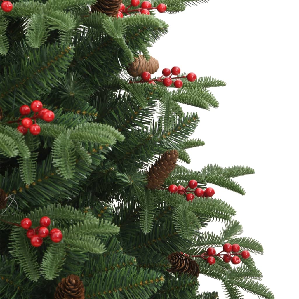 vidaXL Artificial Hinged Christmas Tree with Cones and Berries 180 cm - Green