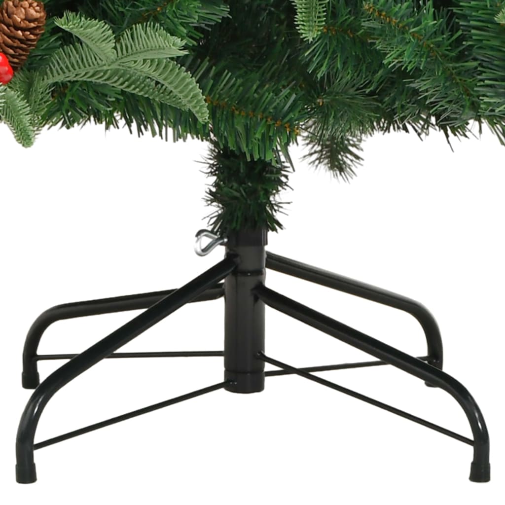vidaXL Artificial Hinged Christmas Tree with Cones and Berries 180 cm - Green